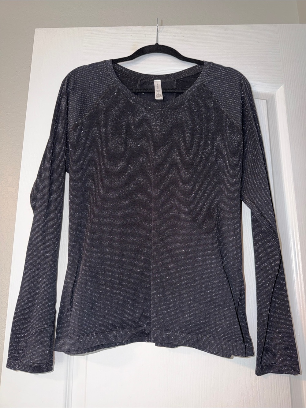 Athleta Metallic Black Long-Sleeve Crew Top